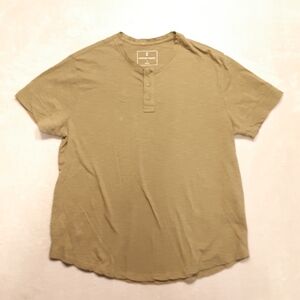 Mutual Weave Mens SS Cotton Henley Large Green 3 Button